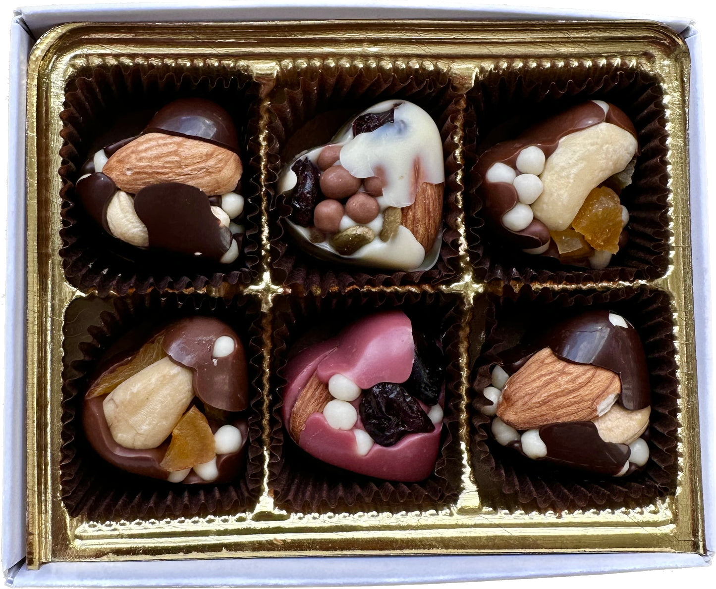 Nut and Fruit Chocolate Hearts